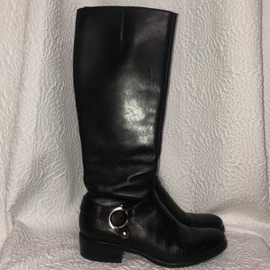 Via Spiga Womens Kacey Black Leather Riding Boots